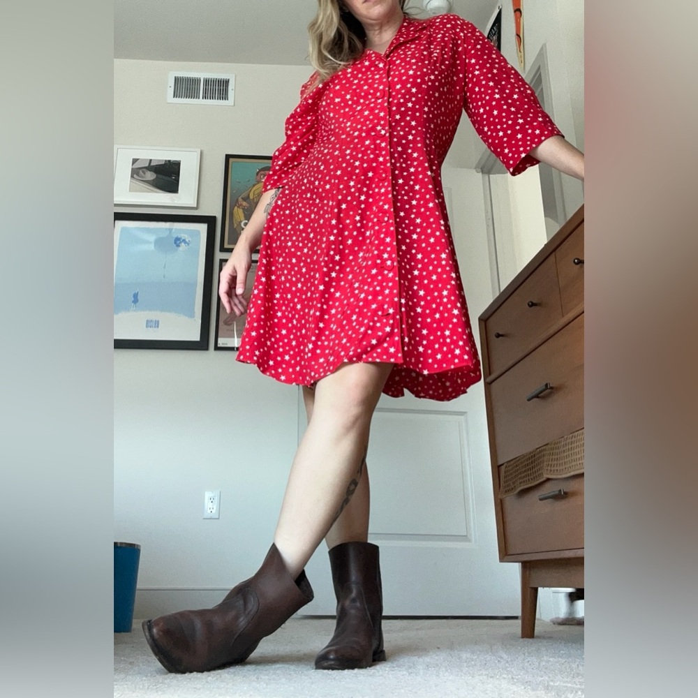Red Star Patterned Dress